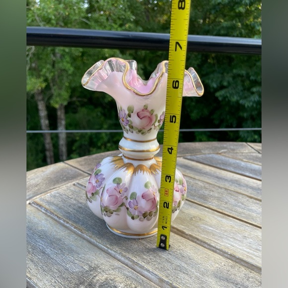 Fenton Charleton Pink Gold Peach Crest Melon Vase - Picture 5 of 6